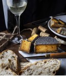 Vegan cheese alternative with plant based chorizo