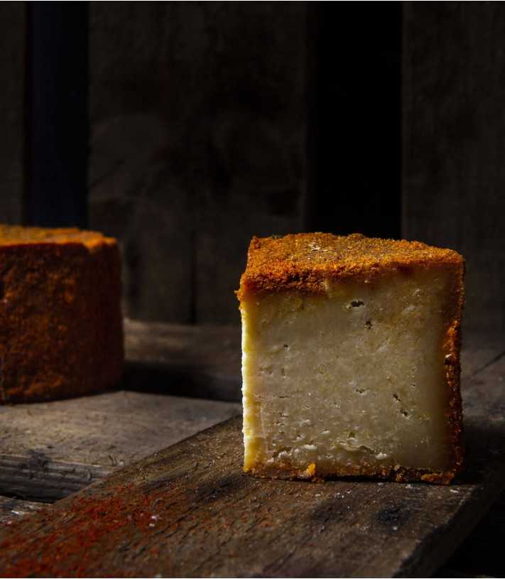 Smoked sweet paprika plant based cheese alternative
