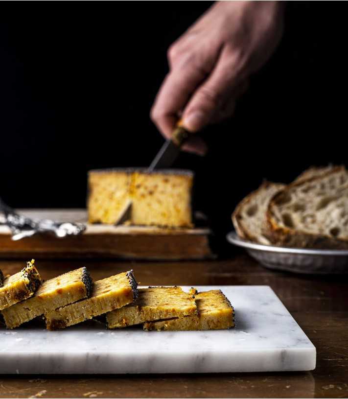 Plant based semi-cured and fermented cheese alternative