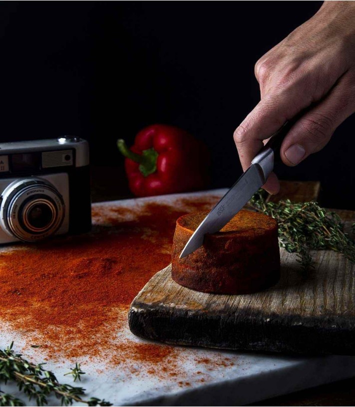 Smoked sweet paprika plant based semi-cured and fermented
