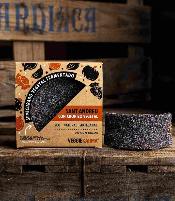 Vegan raw cheese alternative with plant based chorizo
